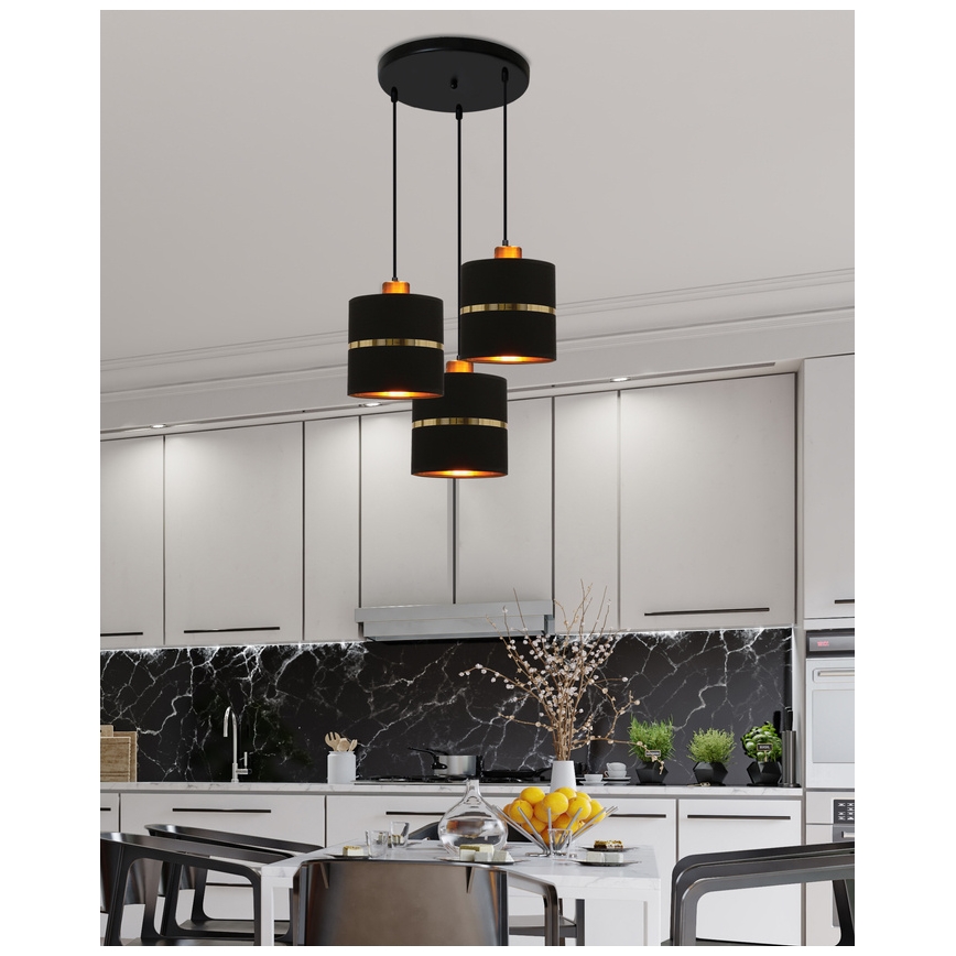Hängeleuchte an Schnur ASSAM 3xE27/60W/230V schwarz