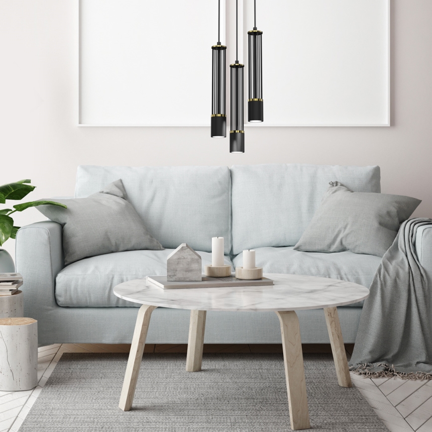 Hängeleuchte an Schnur ESTILO 3xGU10/40W/230V schwarz