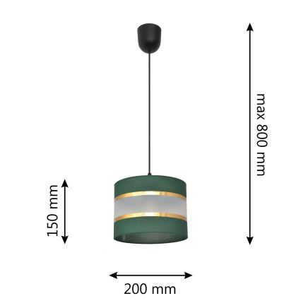 Hängeleuchte an Schnur HELEN 1xE27/15W/230V d 20 cm grün/golden