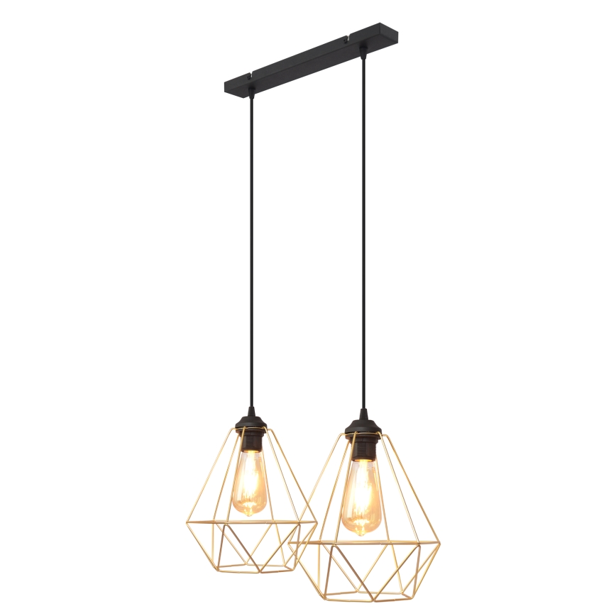 Hängeleuchte an Schnur KARO 2xE27/15W/230V golden/schwarz
