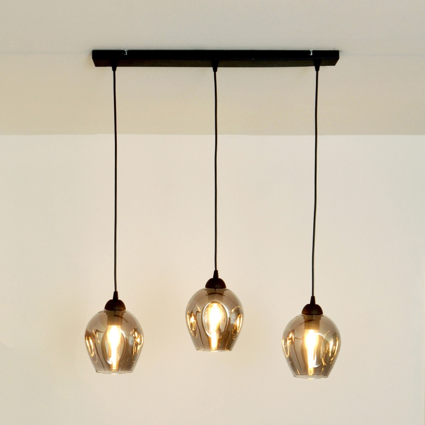 Hängeleuchte an Schnur LILI 3xE27/15W/230V schwarz/grau
