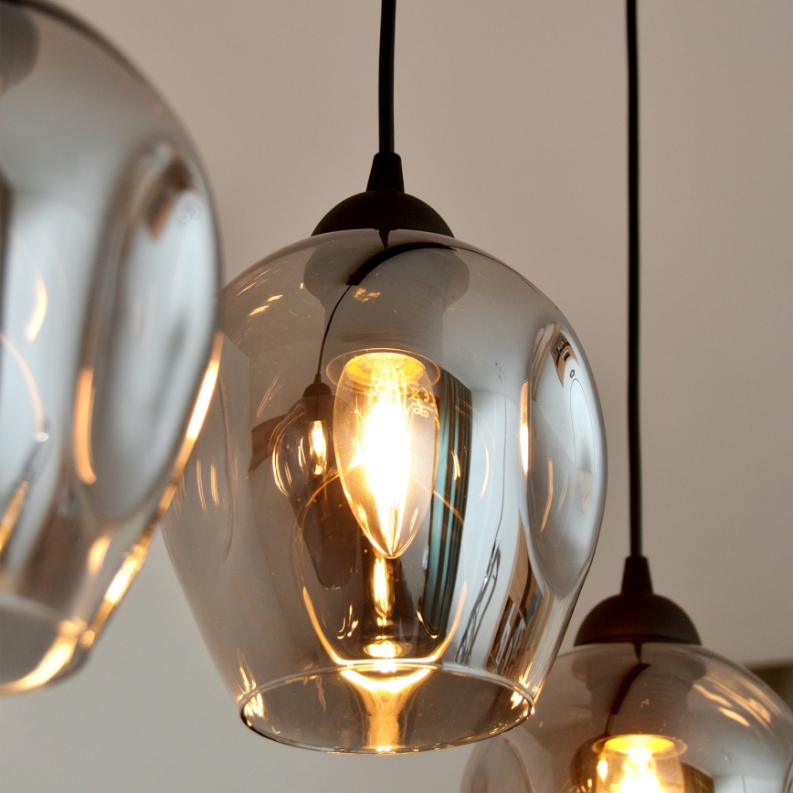 Hängeleuchte an Schnur LILI 3xE27/15W/230V schwarz/grau