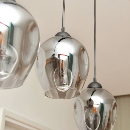 Hängeleuchte an Schnur LILI 3xE27/15W/230V schwarz/grau