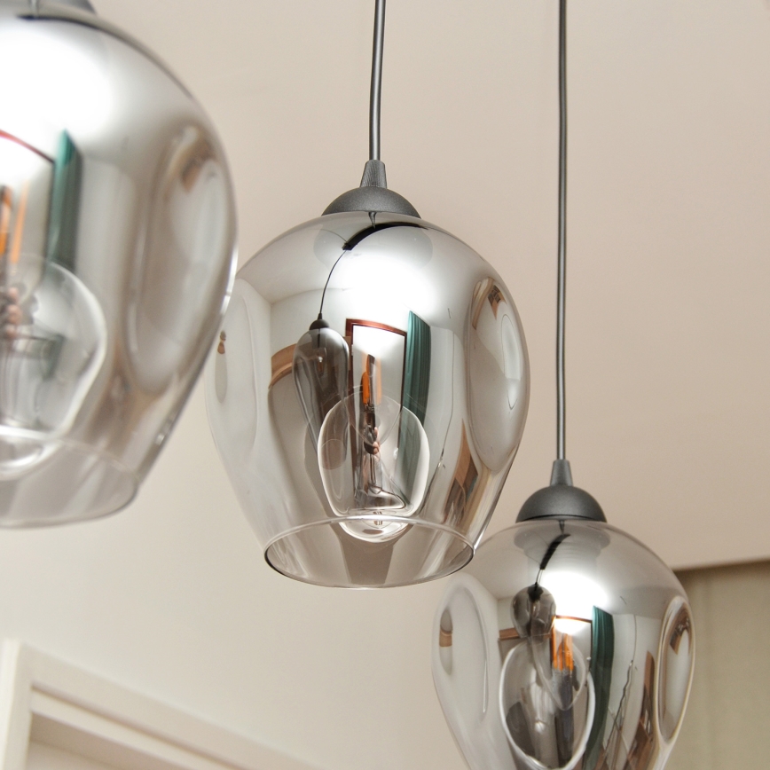 Hängeleuchte an Schnur LILI 3xE27/15W/230V schwarz/grau