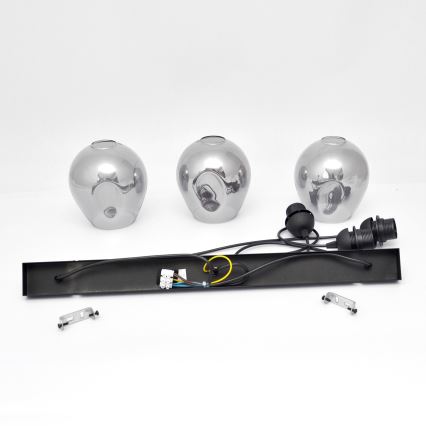 Hängeleuchte an Schnur LILI 3xE27/15W/230V schwarz/grau