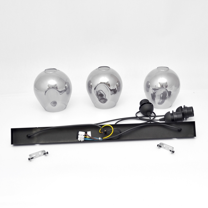 Hängeleuchte an Schnur LILI 3xE27/15W/230V schwarz/grau