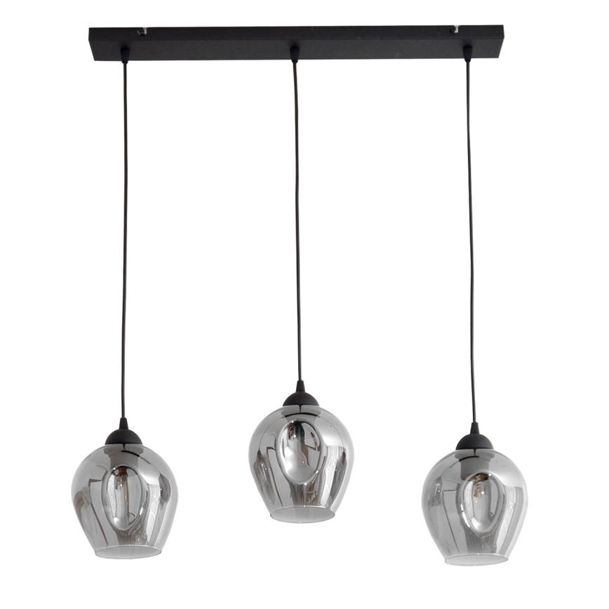 Hängeleuchte an Schnur LILI 3xE27/15W/230V schwarz/grau