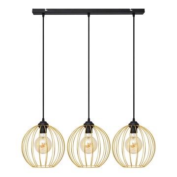 Hängeleuchte an Schnur MERCURE 3xE27/15W/230V golden/schwarz