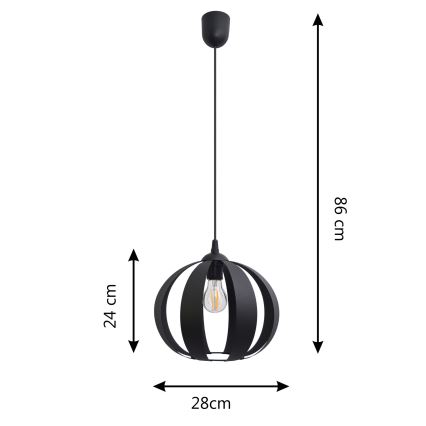 Hängeleuchte an Schnur NEWTON 1xE27/15W/230V schwarz