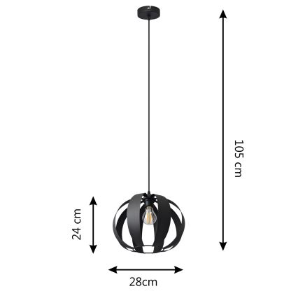 Hängeleuchte an Schnur NEWTON 1xE27/15W/230V schwarz