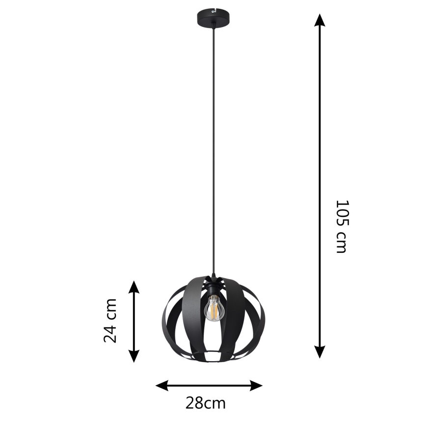Hängeleuchte an Schnur NEWTON 1xE27/15W/230V schwarz