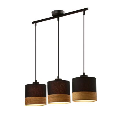 Hängeleuchte an Schnur PORTO 3xE27/60W/230V schwarz/braun