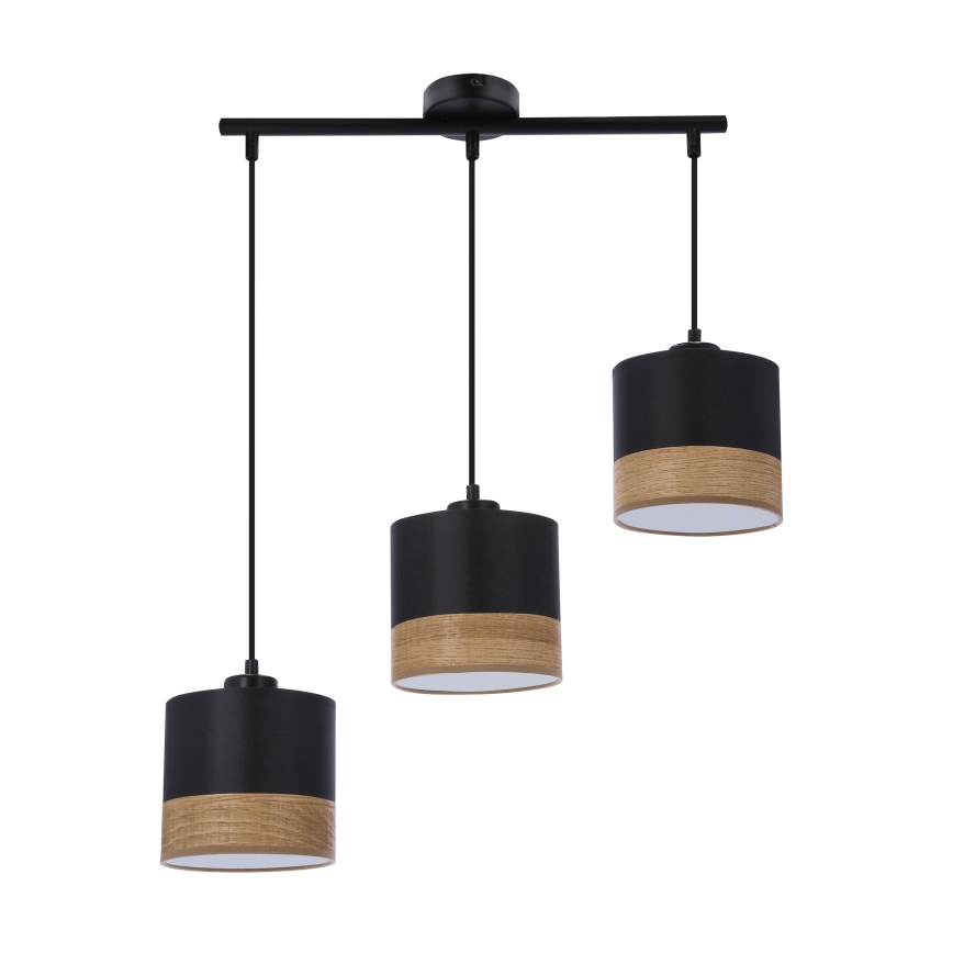 Hängeleuchte an Schnur PORTO 3xE27/60W/230V schwarz/braun