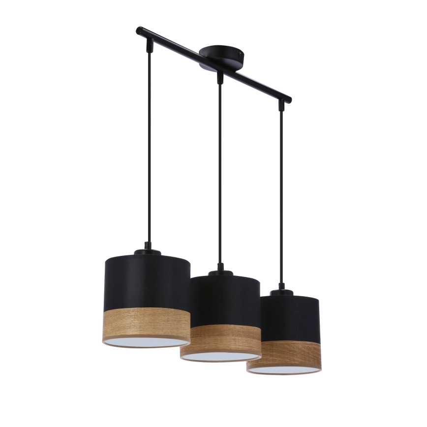 Hängeleuchte an Schnur PORTO 3xE27/60W/230V schwarz/braun