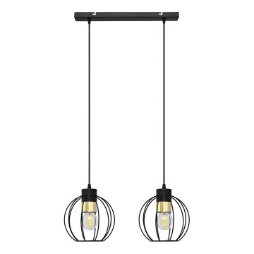 Hängeleuchte an Schnur STARLIGHT 2xE27/15W/230V schwarz/golden
