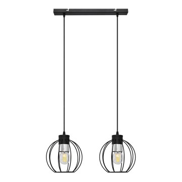 Hängeleuchte an Schnur STARLIGHT 2xE27/15W/230V schwarz/silbern