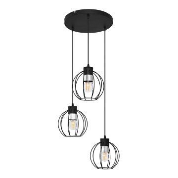 Hängeleuchte an Schnur STARLIGHT 3xE27/15W/230V schwarz/silbern