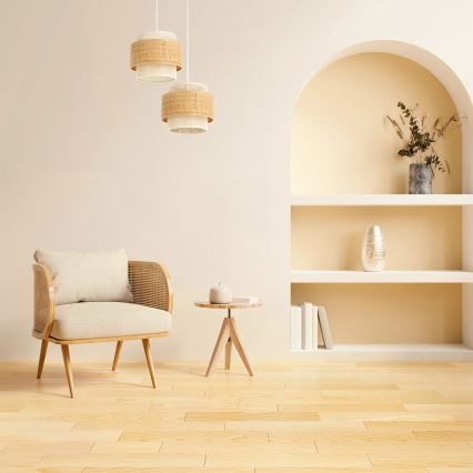 Hängeleuchte an Textilkabel BOHO 2xE27/60W/230V Jute/cremefarben