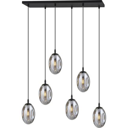 Hängeleuchte ASTRAL 6xE14/10W/230V schwarz/rauchig