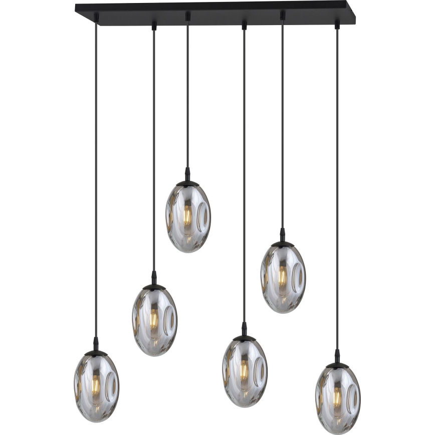 Hängeleuchte ASTRAL 6xE14/10W/230V schwarz/rauchig