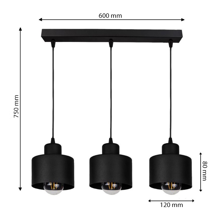 Hängeleuchte BODO 3xE27/60W/230V