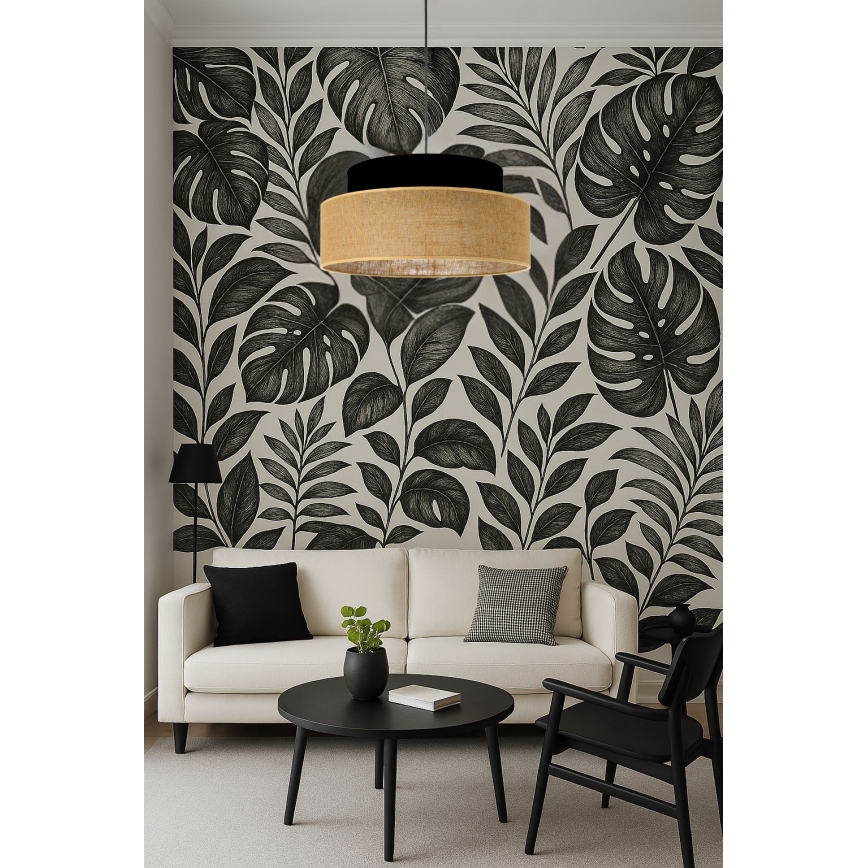 Hängeleuchte BOHO 1xE27/60W/230V d 40 cm schwarz/beige