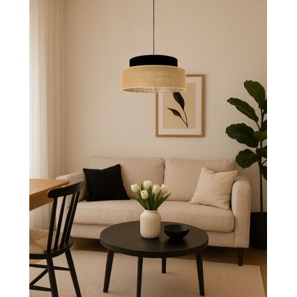 Hängeleuchte BOHO 1xE27/60W/230V d 40 cm schwarz/beige