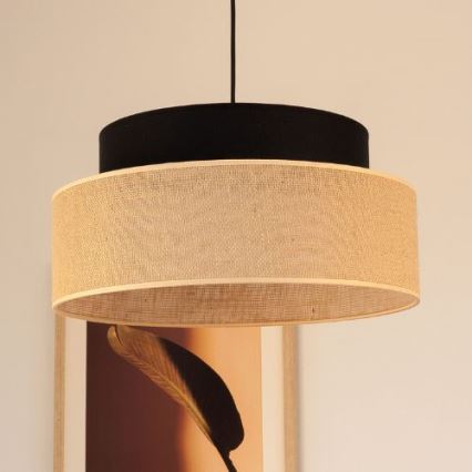 Hängeleuchte BOHO 1xE27/60W/230V d 40 cm schwarz/beige