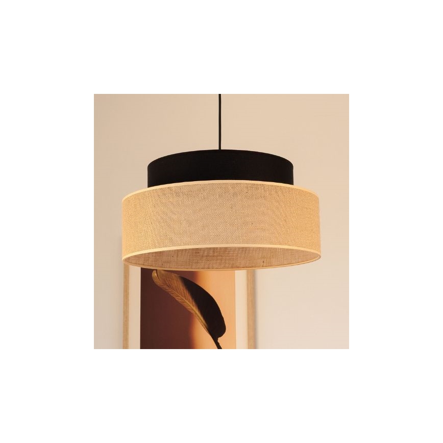 Hängeleuchte BOHO 1xE27/60W/230V d 40 cm schwarz/beige
