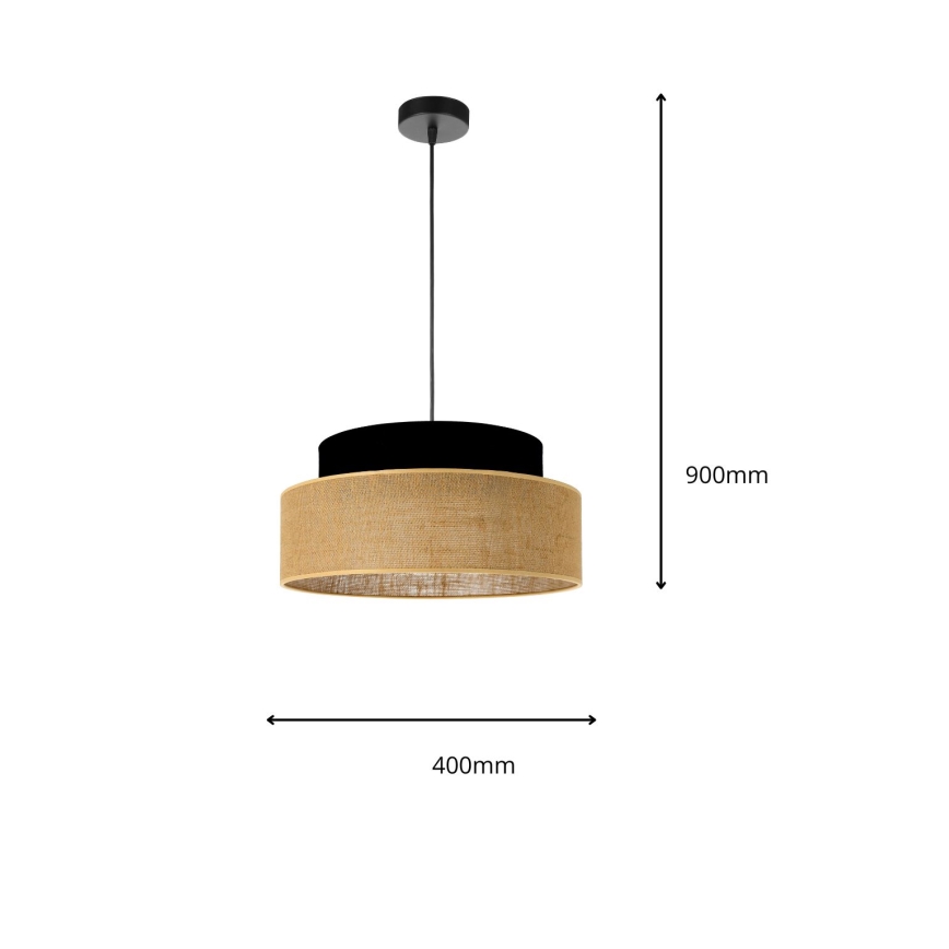 Hängeleuchte BOHO 1xE27/60W/230V d 40 cm schwarz/beige