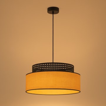 Hängeleuchte BOHO 1xE27/60W/230V d 40 cm schwarz/Rattan