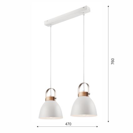 Hängeleuchte DANIELLE 2xE27/60W/230V Buche