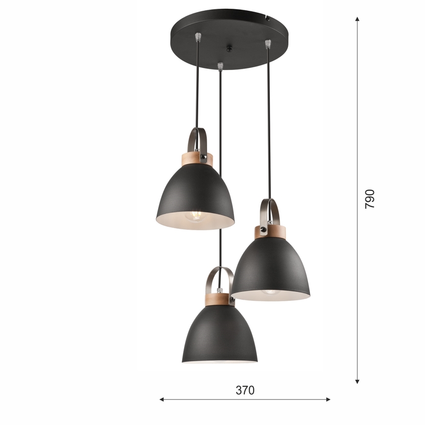 Hängeleuchte DANIELLE 3xE27/60W/230V Buche