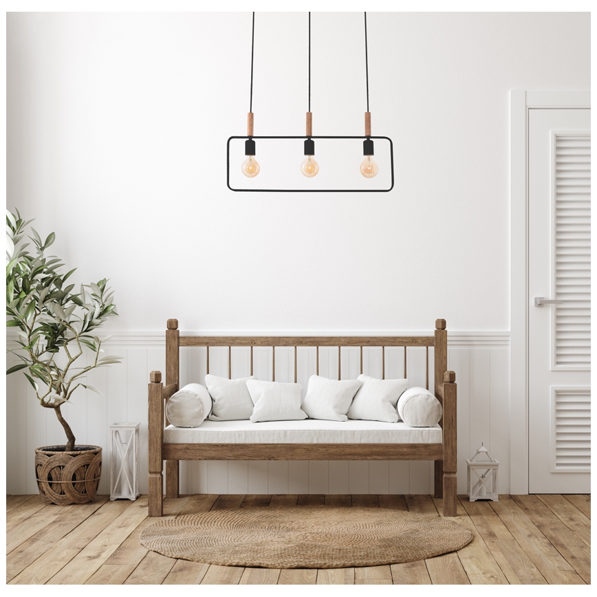 Hängeleuchte FRAME 3xE27/60W/230V schwarz