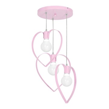 Hängeleuchte für Kinder LOVE 3xE27/60W/230V hellrosa