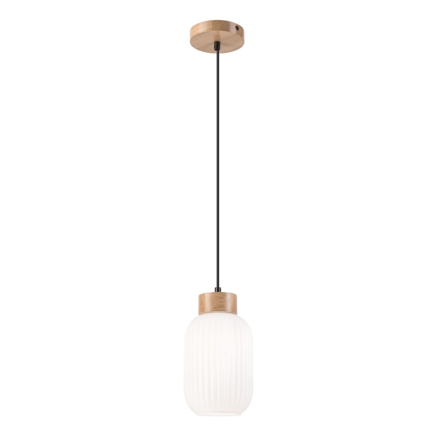 Hängeleuchte HARMONY 1xE27/15W/230V d 14 cm weiß/Eiche