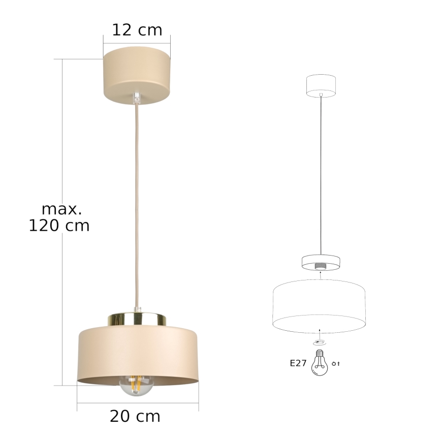 Hängeleuchte IGNIA, 1x E27/60W/230V, taupe