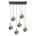Hängeleuchte LACRIMA SMOKY 6xE27/60W/230V schwarz/golden/rauchig schwarz