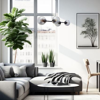 Hängeleuchte LATIL 4xE27/60W/230V schwarz