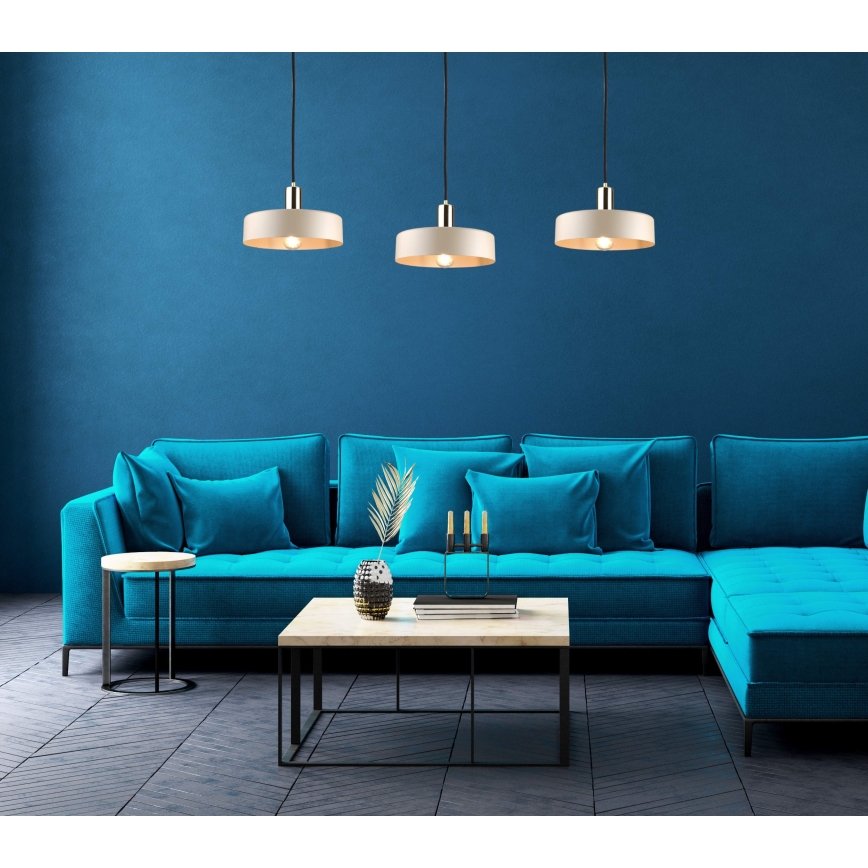 Hängeleuchte LATTE 3xE27/60W/230V beige/schwarz/gold