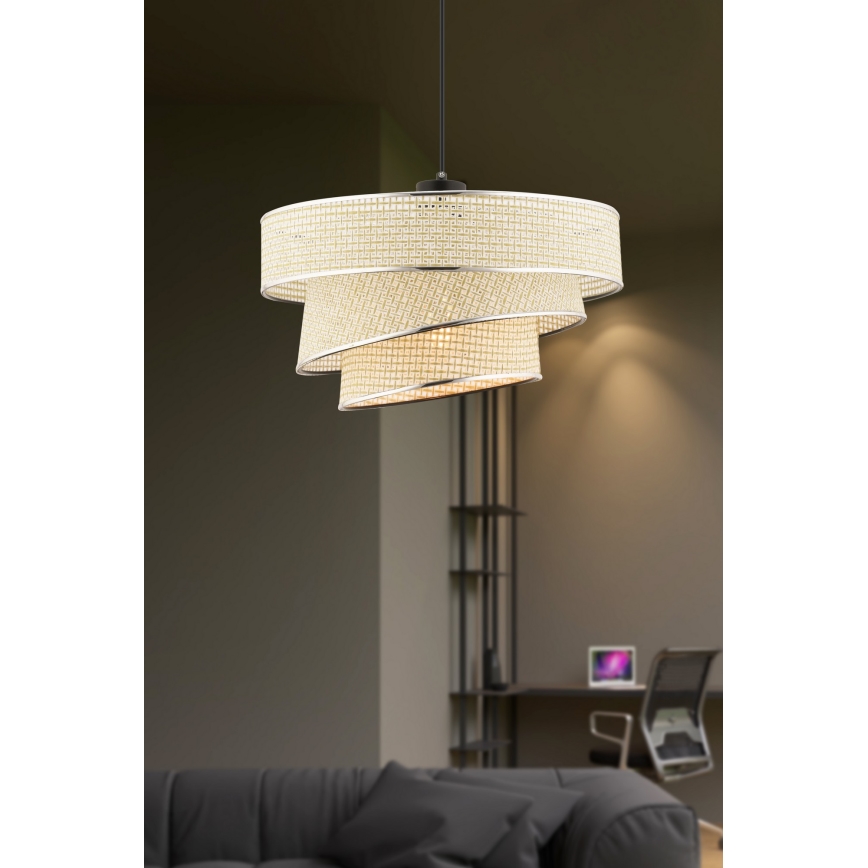 Hängeleuchte mit Kabel COUPER 1xE27/60W/230V cremefarben/glänzender Chrom