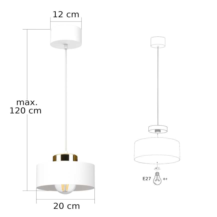 Hängeleuchte mit Kabel IGNIA 1xE27/60W/230V weiß