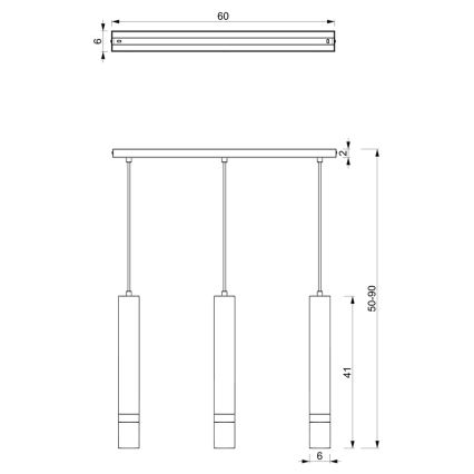 Hängeleuchte mit Kabelaufhängung JOKER 3xGU10/25W/230V grün/gold