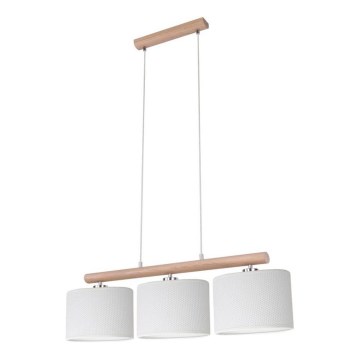 Hängeleuchte mit Kabelaufhängung MERCEDES 3xE27/40W/230V weiß/Eiche