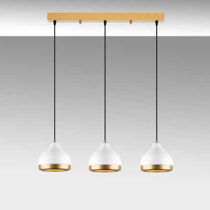Hängeleuchte mit Kabelaufhängung YILDO 3xE27/40W/230V weiß/gold