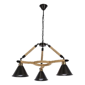 Hängeleuchte mit Kette NEGRU 3xE27/40W/230V schwarz/braun