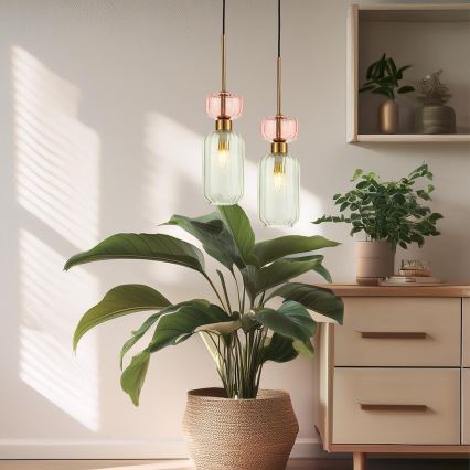 Hängeleuchte MOLLY 1xE14/40W/230V d 12 cm golden/grün/rosa