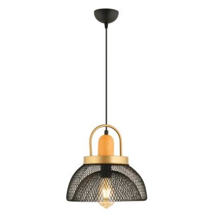 Hängeleuchte MONZA mit Seilabhängung – 1xE27/40W/230V, Ø 29 cm, schwarz/gold
