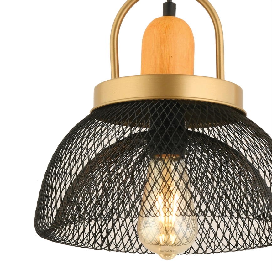 Hängeleuchte MONZA mit Seilabhängung – 1xE27/40W/230V, Ø 29 cm, schwarz/gold