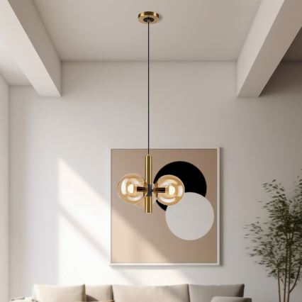 Hängeleuchte ROLLO 3xE14/5W/230V golden/rauchig beige